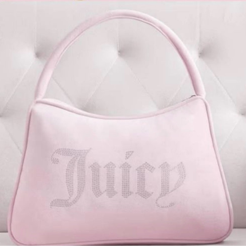 Juicy Couture Home Pink Rhinestone ‘Juicy’ Handbag Decorative Pillow – NWT”